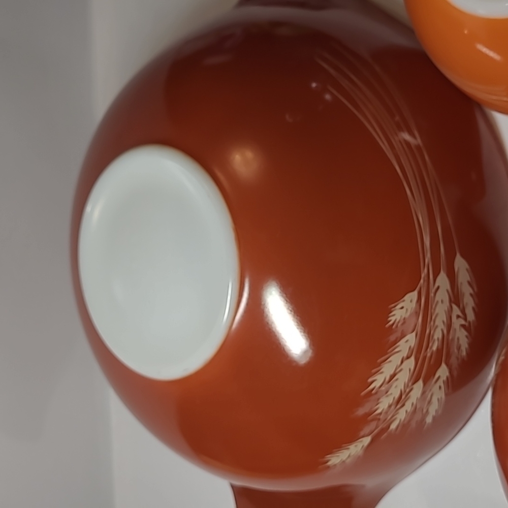 Vintage Pyrex Autumn Harvest Wheat Cinderella mixing bowl set 441.442.443.444 - Picture 4 of 7